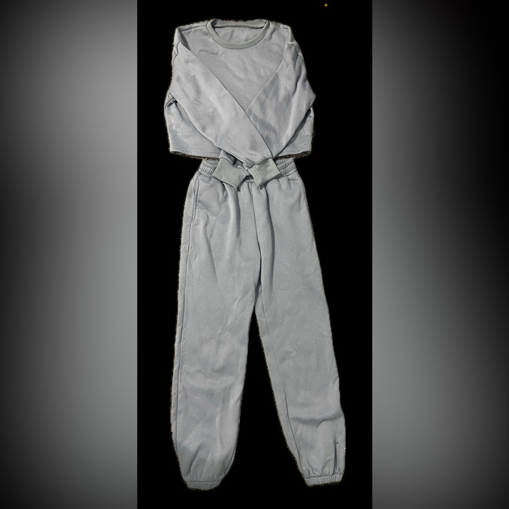 Blue Sweatshirt and Sweatpants Set